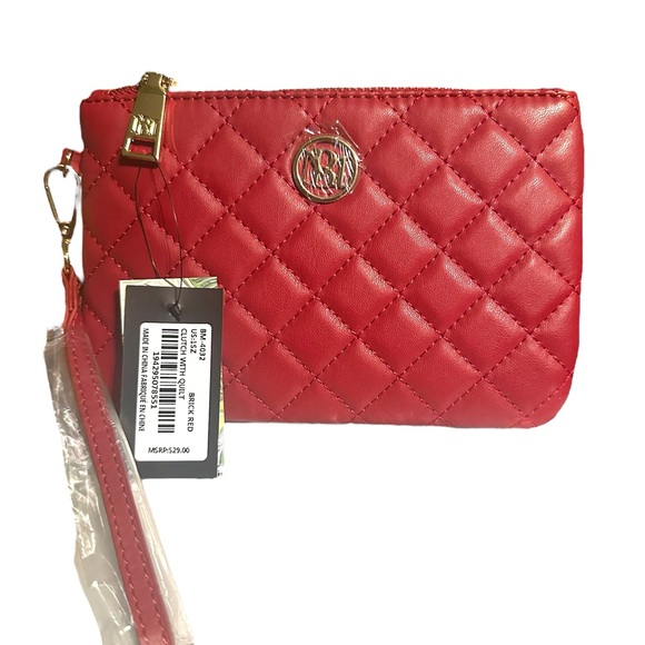 Badgley Mischka Handbags - Badgley Mischka Brick Red Quilted Clutch. NWT
